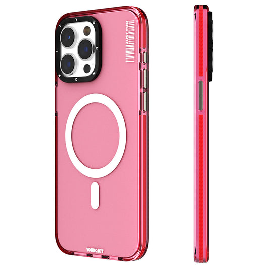 Apple iPhone 15 Pro Max Case M-safe Charging Feature YoungKit Crystal Color Series Cover Pink 