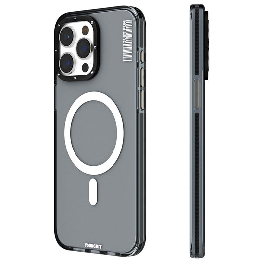 Apple iPhone 15 Pro Max Case M-safe Charging Feature YoungKit Crystal Color Series Cover Black 