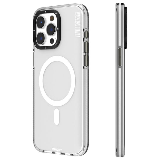 Apple iPhone 15 Pro Max Case M-Safe Charging Feature YoungKit Crystal Color Series Cover White 