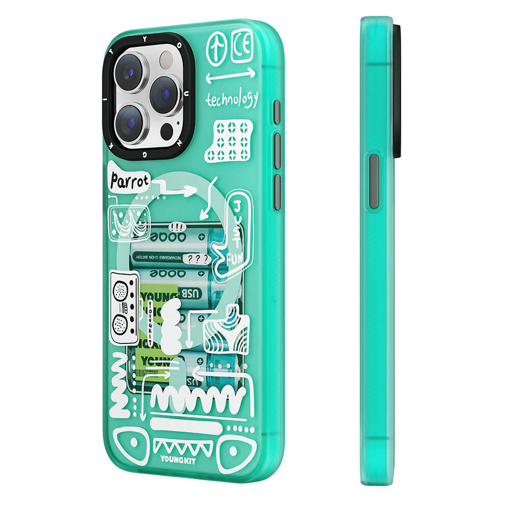 Apple iPhone 15 Pro Max Case M-safe Charging Feature Youngkit Dark Matter Series Cover Turquoise 