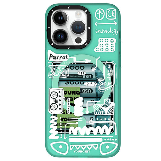 Apple iPhone 15 Pro Max Case M-safe Charging Feature Youngkit Dark Matter Series Cover Turquoise 