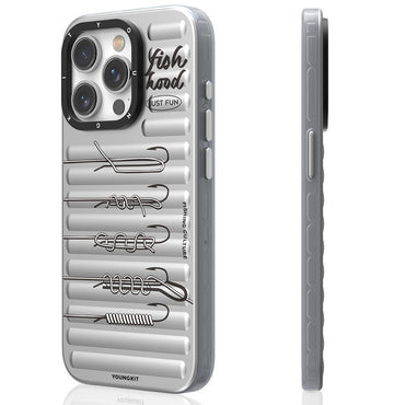 Apple iPhone 15 Pro Max Kılıf M-safe Şarj Özellikli Youngkit Fishing Serisi Kapak Gri