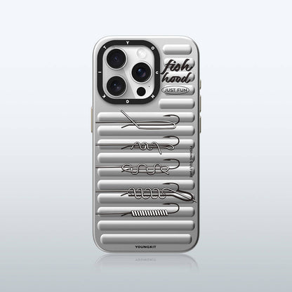 Apple iPhone 15 Pro Max Kılıf M-safe Şarj Özellikli Youngkit Fishing Serisi Kapak Gri