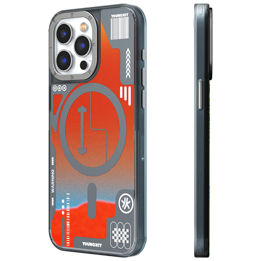 Apple iPhone 15 Pro Max Case M-safe Charging Feature YoungKit Galaxy Series Cover Orange 