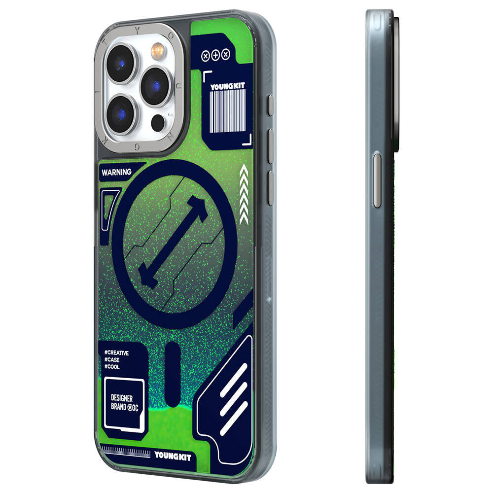 Apple iPhone 15 Pro Max Case M-Safe Charging Feature YoungKit Galaxy Series Cover Green 