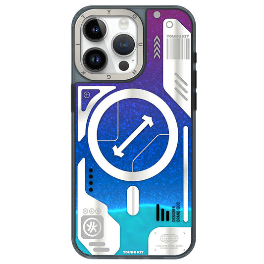 Apple iPhone 15 Pro Max Case M-Safe Charging Feature YoungKit Galaxy Series Cover Blue 