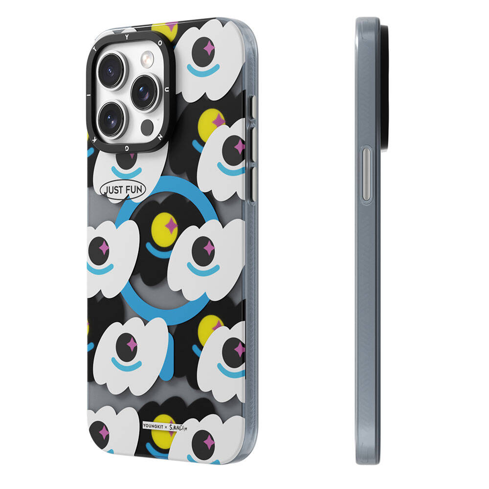 Apple iPhone 15 Pro Max Case M-safe Charging Feature Youngkit Happy View Series Cover Blue 