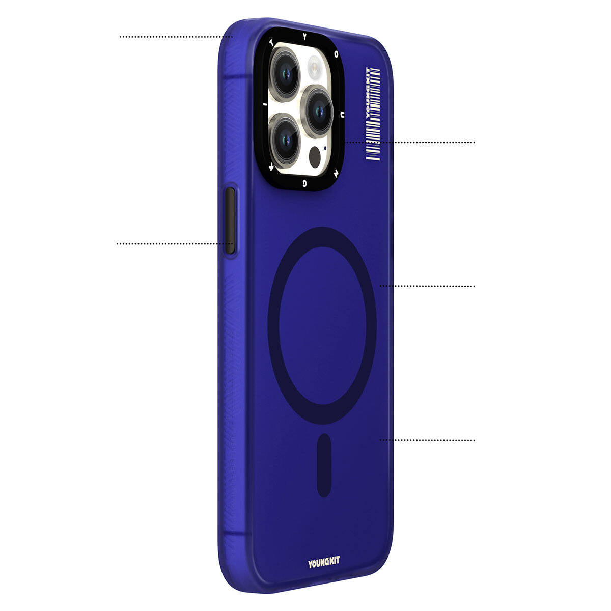 Apple iPhone 15 Pro Max Case M-safe Charging Feature Youngkit Hidden Sand Series Cover Blue 