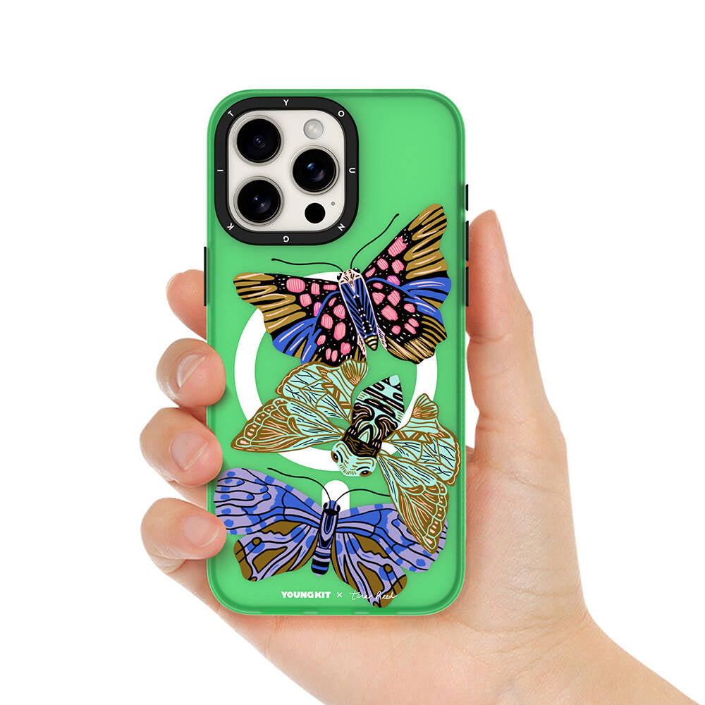 Apple iPhone 15 Pro Max Case M-safe Charging Feature YoungKit Huagu Series Cover Green 