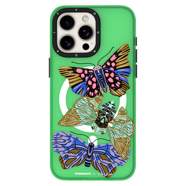 Apple iPhone 15 Pro Max Case M-safe Charging Feature YoungKit Huagu Series Cover Green 