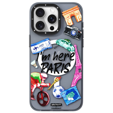 Apple iPhone 15 Pro Max Kılıf M-safe Şarj Özellikli Youngkit in Paris Serisi Kapak Gri