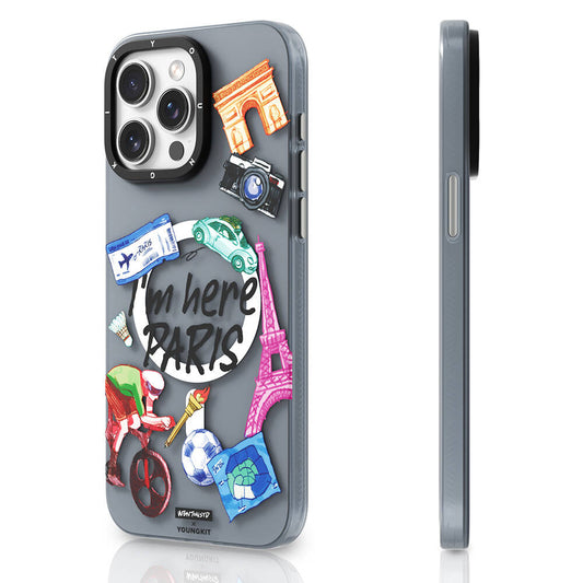 Apple iPhone 15 Pro Max Kılıf M-safe Şarj Özellikli Youngkit in Paris Serisi Kapak Gri