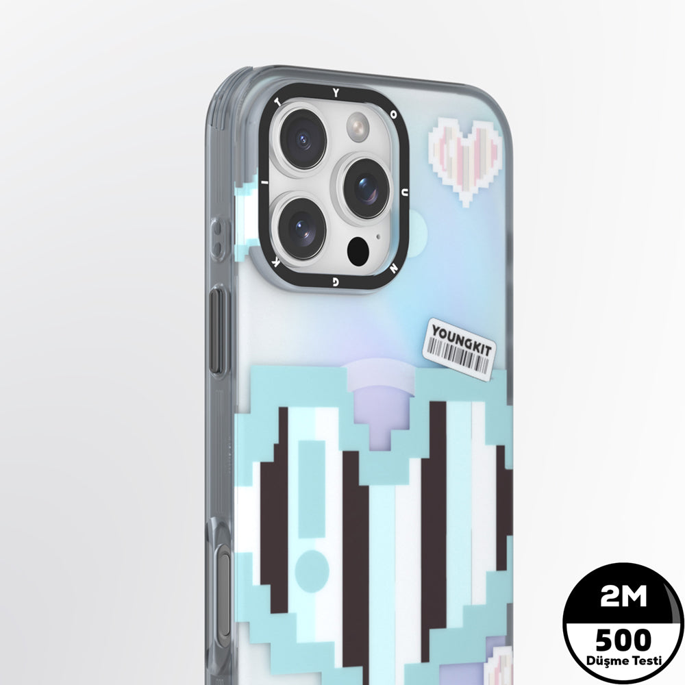 Apple iPhone 15 Pro Max Kılıf M-safe Şarj Özellikli Youngkit Love Serisi Kapak Pembe