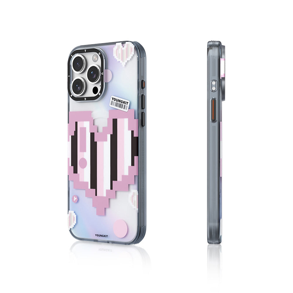 Apple iPhone 15 Pro Max Kılıf M-safe Şarj Özellikli Youngkit Love Serisi Kapak Pembe