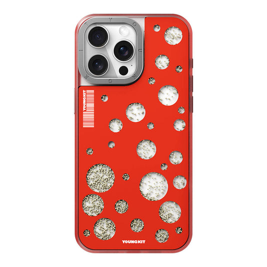 Apple iPhone 15 Pro Max Case M-safe Charging Feature Youngkit Quicksand Beads Series Cover Red 