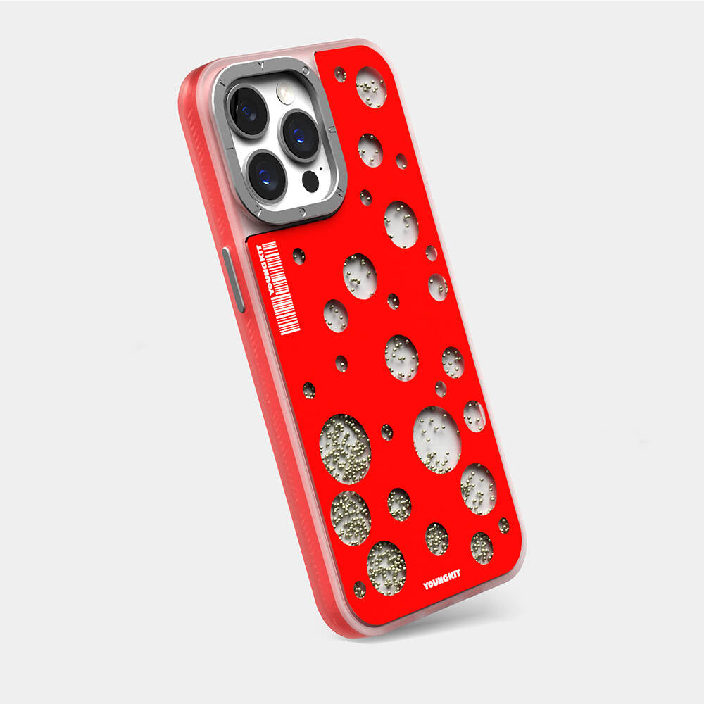 Apple iPhone 15 Pro Max Case M-safe Charging Feature Youngkit Quicksand Beads Series Cover Yellow 