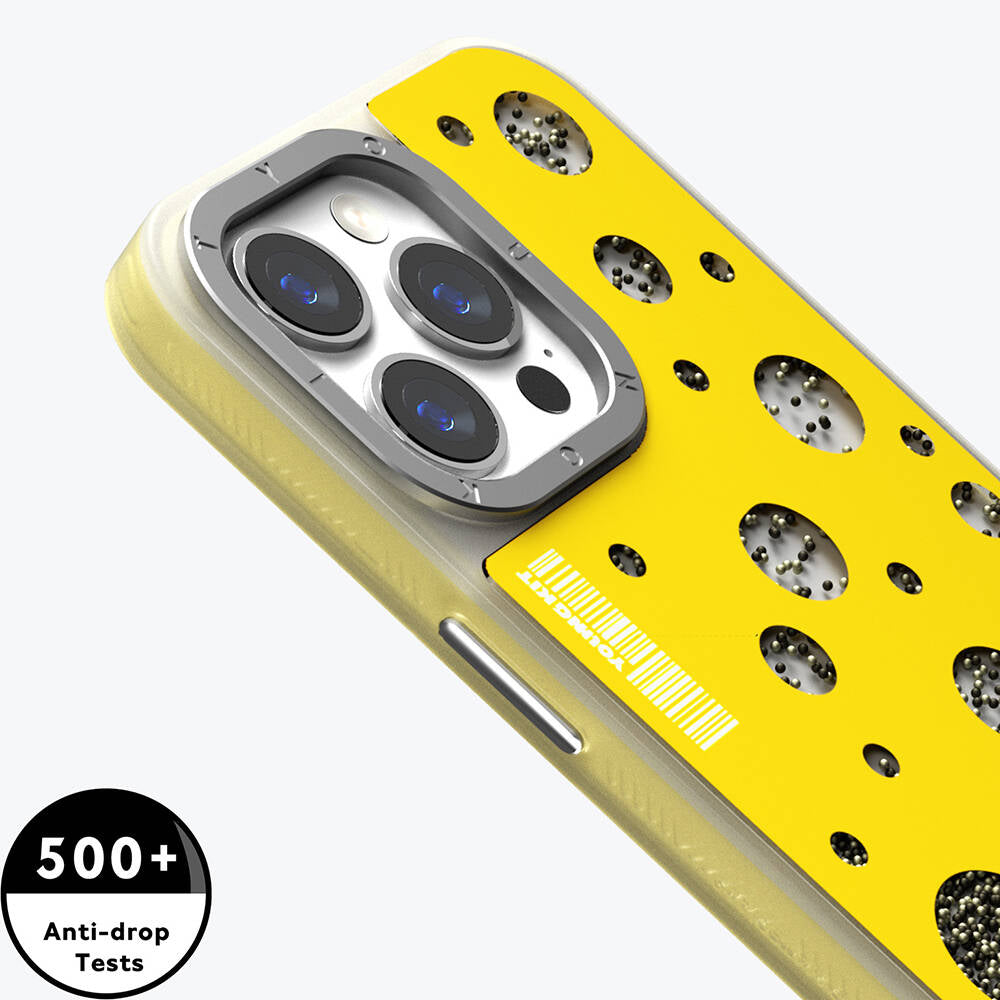 Apple iPhone 15 Pro Max Case M-safe Charging Feature Youngkit Quicksand Beads Series Cover Yellow 