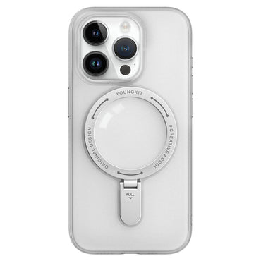 Apple iPhone 15 Pro Max Case M-safe Charging Feature Youngkit Rock Series Cover White 