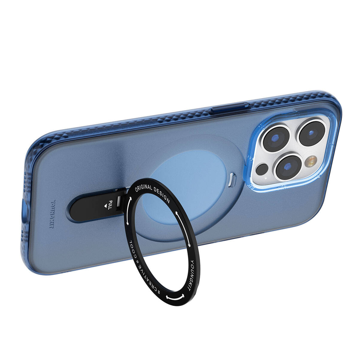 Apple iPhone 15 Pro Max Case M-safe Charging Feature Youngkit Rock Series Cover Blue 