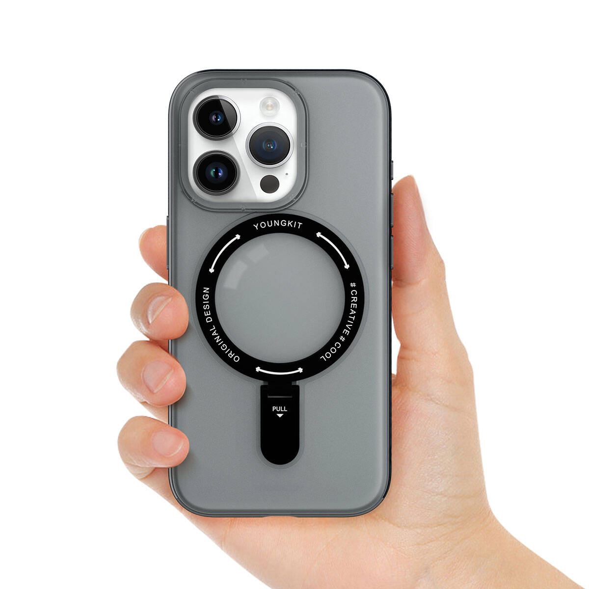 Apple iPhone 15 Pro Max Case M-safe Charging Feature Youngkit Rock Series Cover Black 