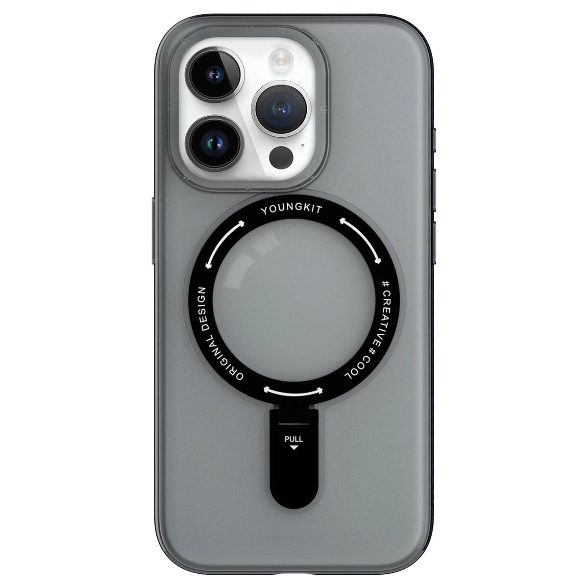 Apple iPhone 15 Pro Max Case M-safe Charging Feature Youngkit Rock Series Cover Black 