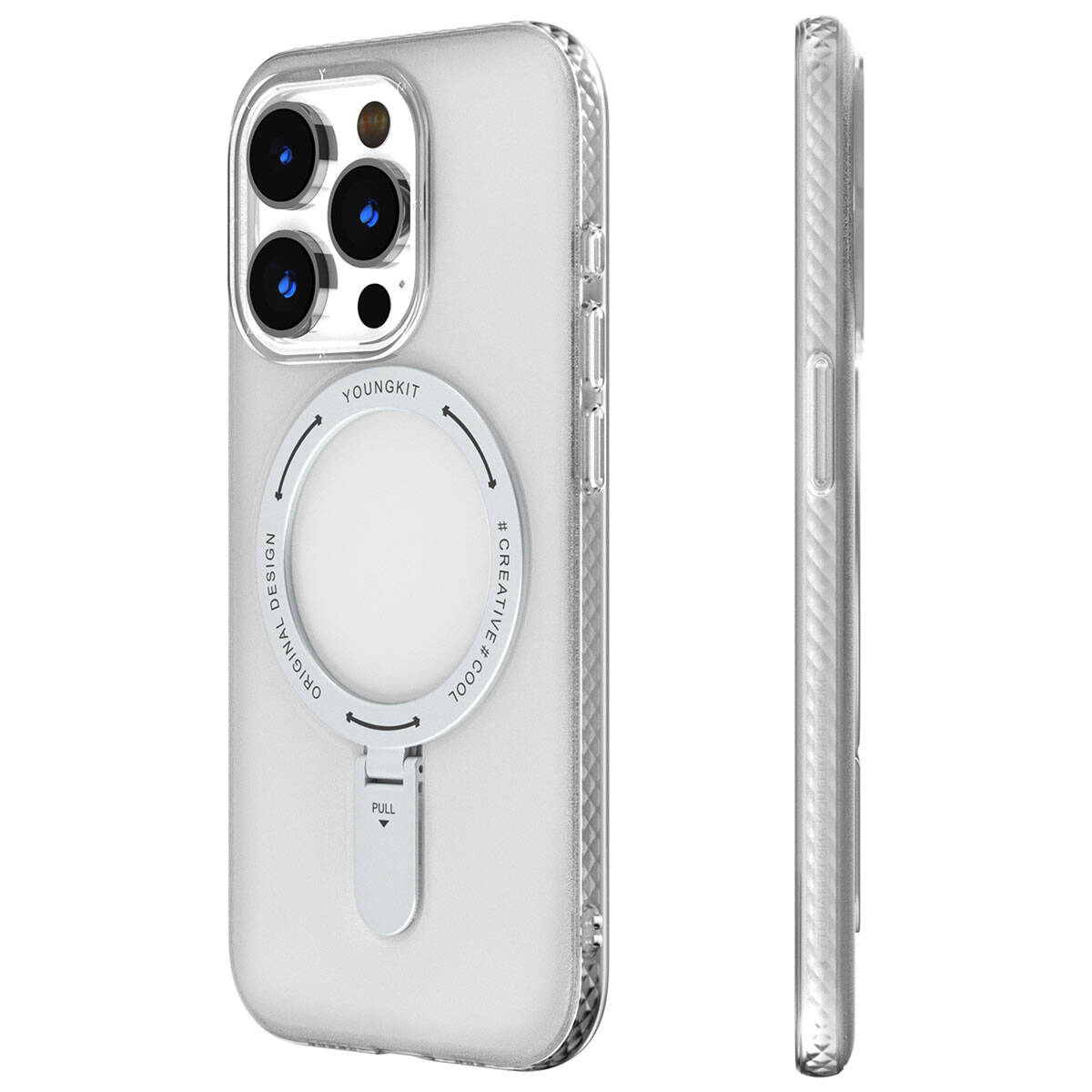 Apple iPhone 15 Pro Max Case M-safe Charging Feature Youngkit Rock Series Cover White 