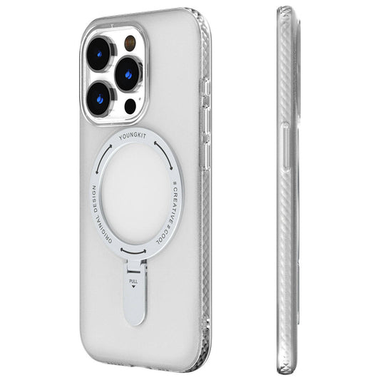 Apple iPhone 15 Pro Max Case M-safe Charging Feature Youngkit Rock Series Cover White 