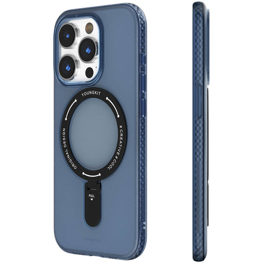 Apple iPhone 15 Pro Max Case M-safe Charging Feature Youngkit Rock Series Cover Blue 
