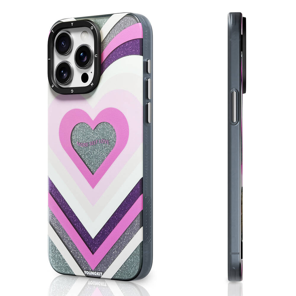 Apple iPhone 15 Pro  Max Kılıf M-safe Şarj Özellikli Youngkit Star Dazzle Serisi Kapak Gri