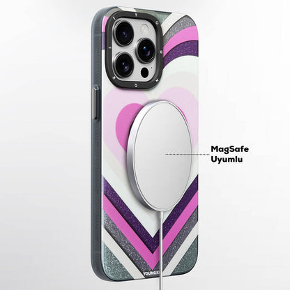 Apple iPhone 15 Pro  Max Kılıf M-safe Şarj Özellikli Youngkit Star Dazzle Serisi Kapak Gri
