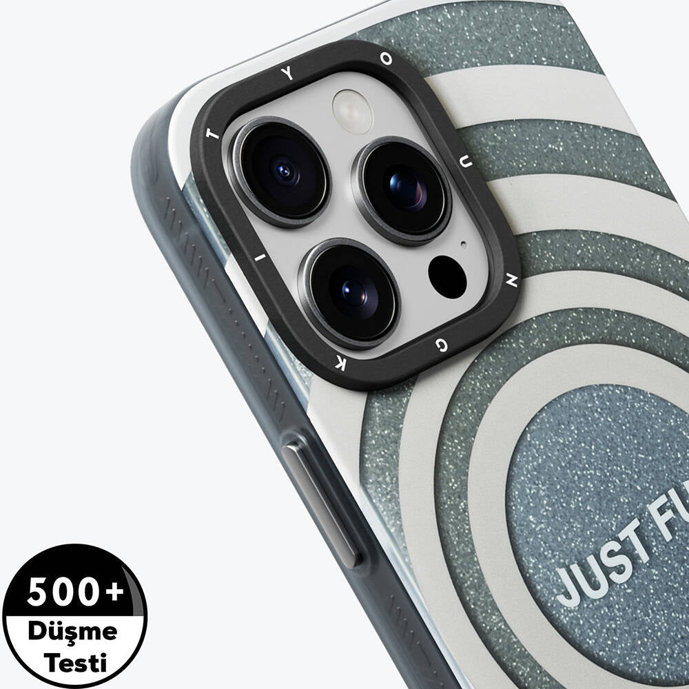 Apple iPhone 15 Pro  Max Kılıf M-safe Şarj Özellikli Youngkit Star Dazzle Serisi Kapak Gri
