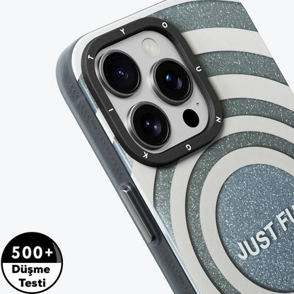 Apple iPhone 15 Pro  Max Kılıf M-safe Şarj Özellikli Youngkit Star Dazzle Serisi Kapak Gri