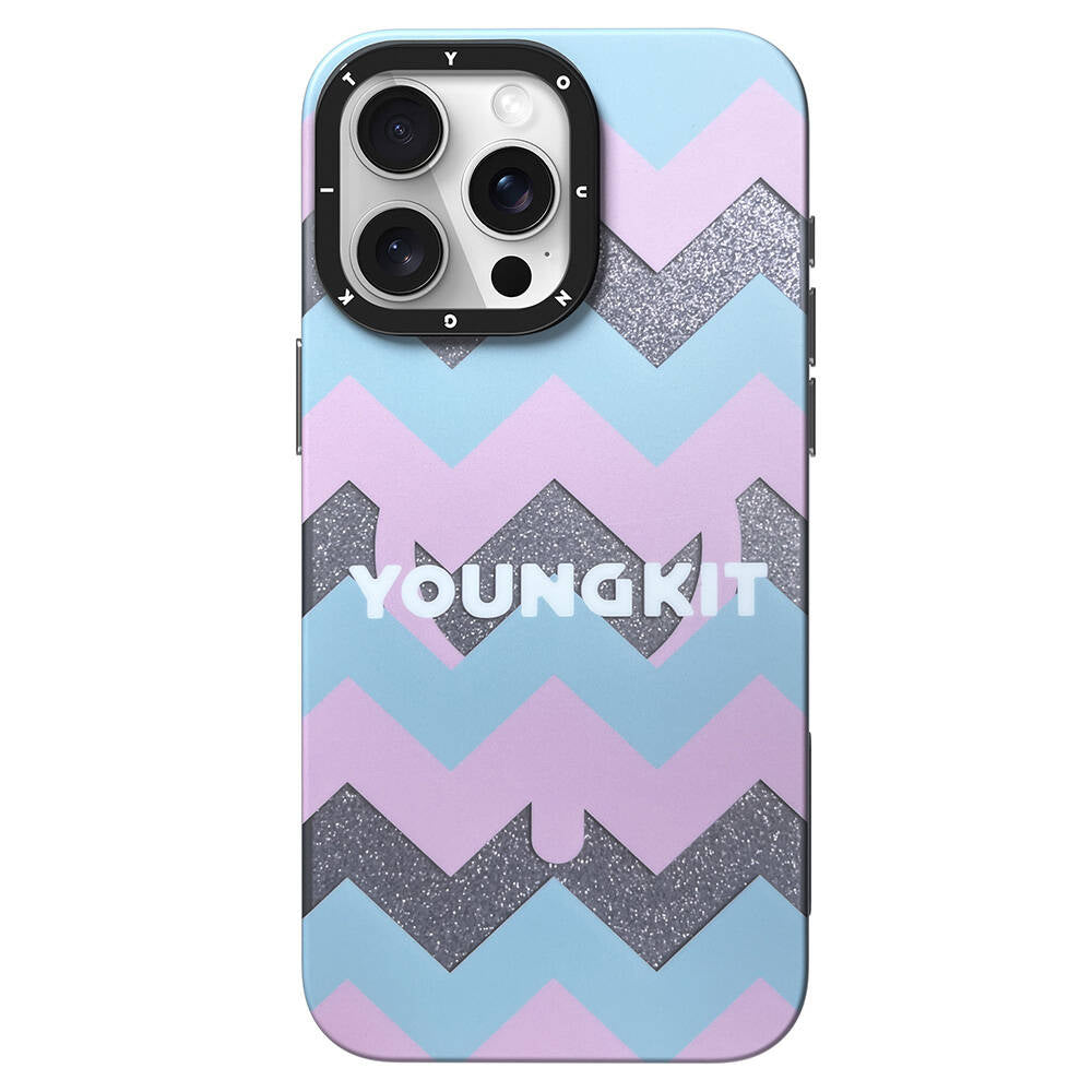 Apple iPhone 15 Pro  Max Kılıf M-safe Şarj Özellikli Youngkit Star Dazzle Serisi Kapak Gri
