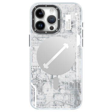 Apple iPhone 15 Pro Max Case M-Safe Charging Feature YoungKit Technology Series Cover Navy Blue 