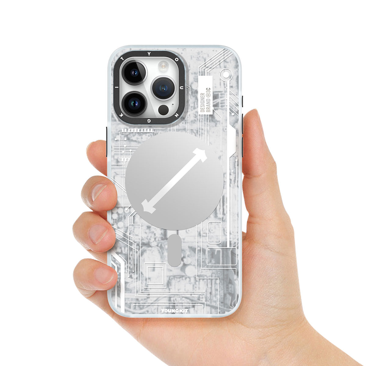 Apple iPhone 15 Pro Max Case M-Safe Charging Feature YoungKit Technology Series Cover White 