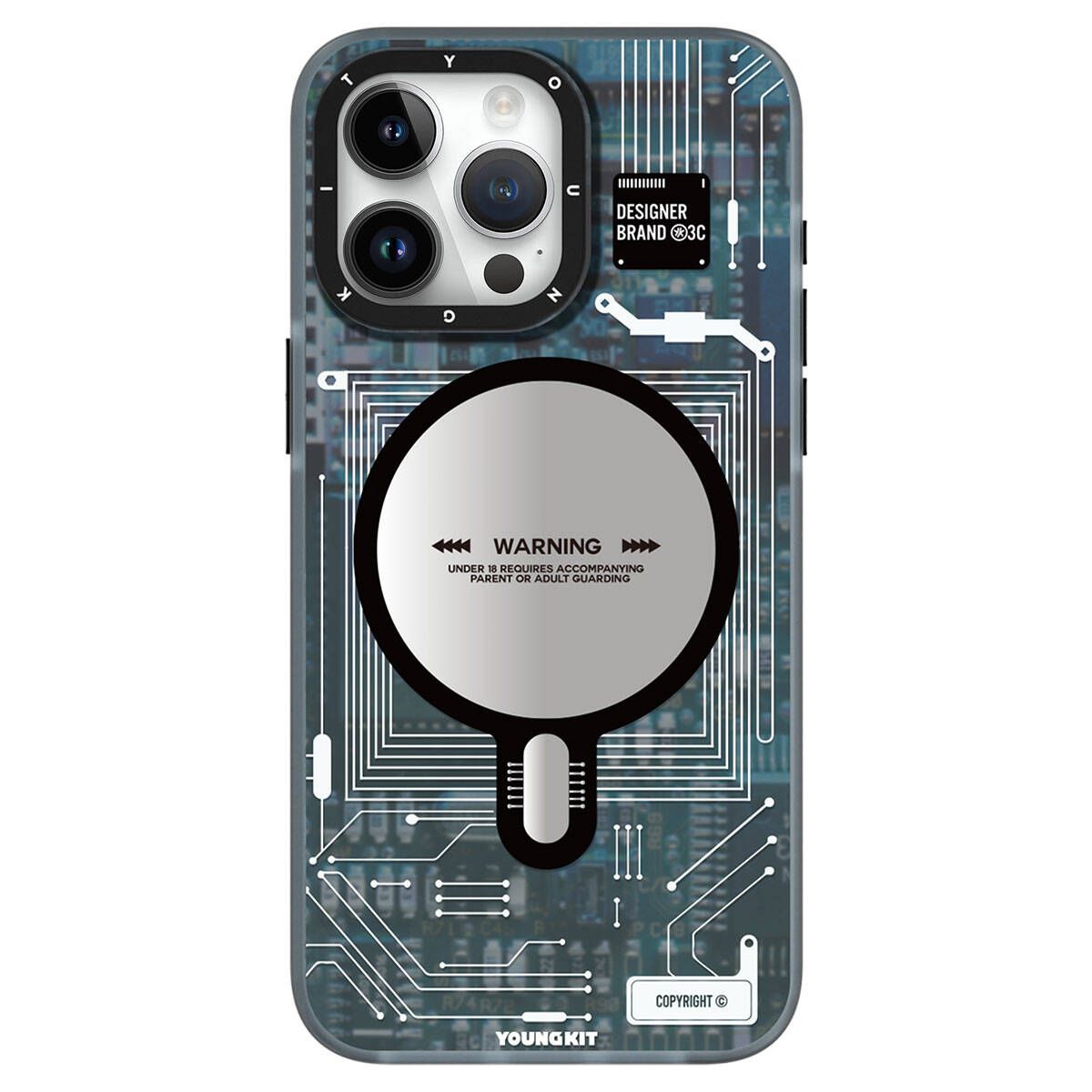 Apple iPhone 15 Pro Max Case M-Safe Charging Feature YoungKit Technology Series Cover Navy Blue 