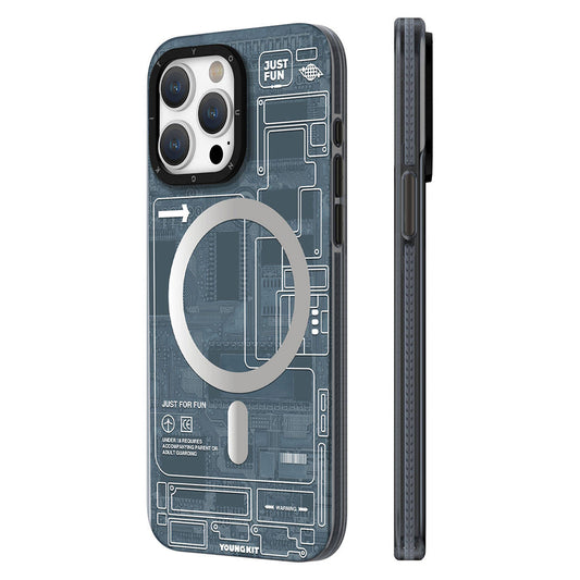 Apple iPhone 15 Pro Max Case M-Safe Charging Feature YoungKit Technology Series Cover Black 