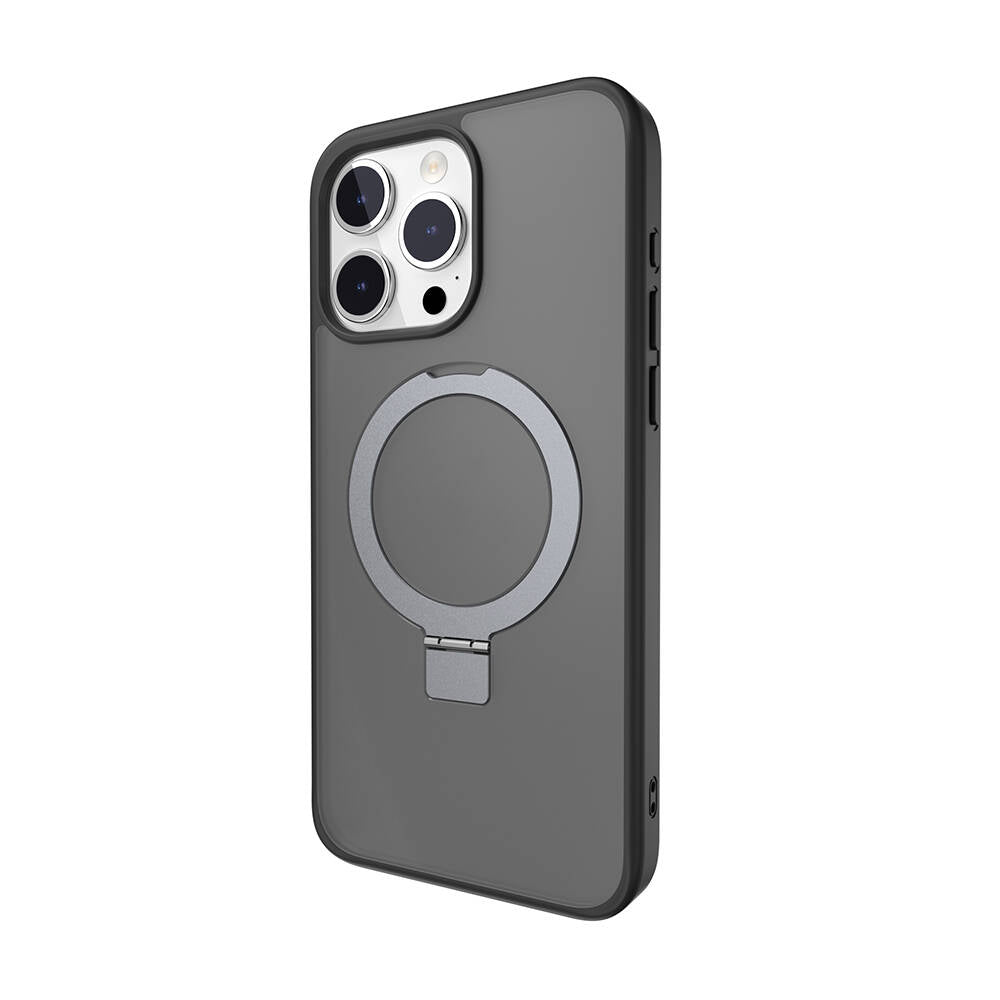 Apple iPhone 15 Pro Max Kılıf M-safe Şarj Özellikli Yüzük Standlı Lisanslı Switcheasy Magstand-M Kapak Renksiz
