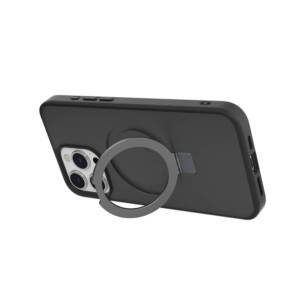 Apple iPhone 15 Pro Max Kılıf M-safe Şarj Özellikli Yüzük Standlı Lisanslı Switcheasy Magstand-M Kapak Renksiz