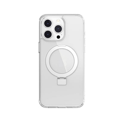 Apple iPhone 15 Pro Max Kılıf M-safe Şarj Özellikli Yüzük Standlı Lisanslı Switcheasy Magstand-M Kapak Renksiz