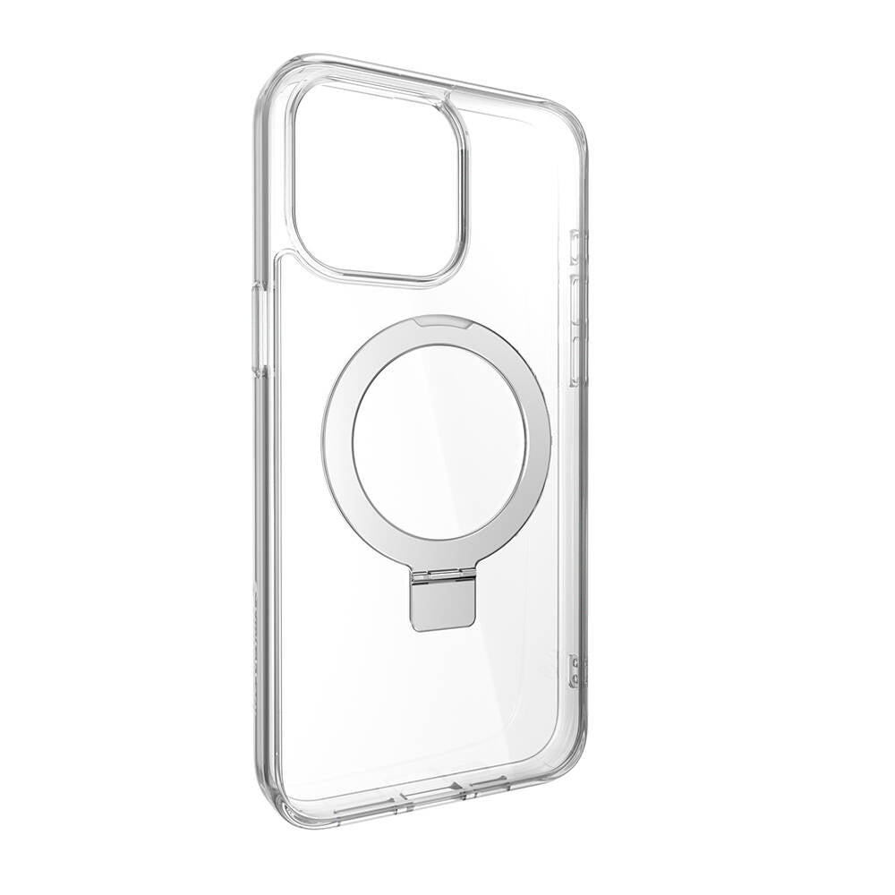 Apple iPhone 15 Pro Max Kılıf M-safe Şarj Özellikli Yüzük Standlı Lisanslı Switcheasy Magstand-M Kapak Renksiz