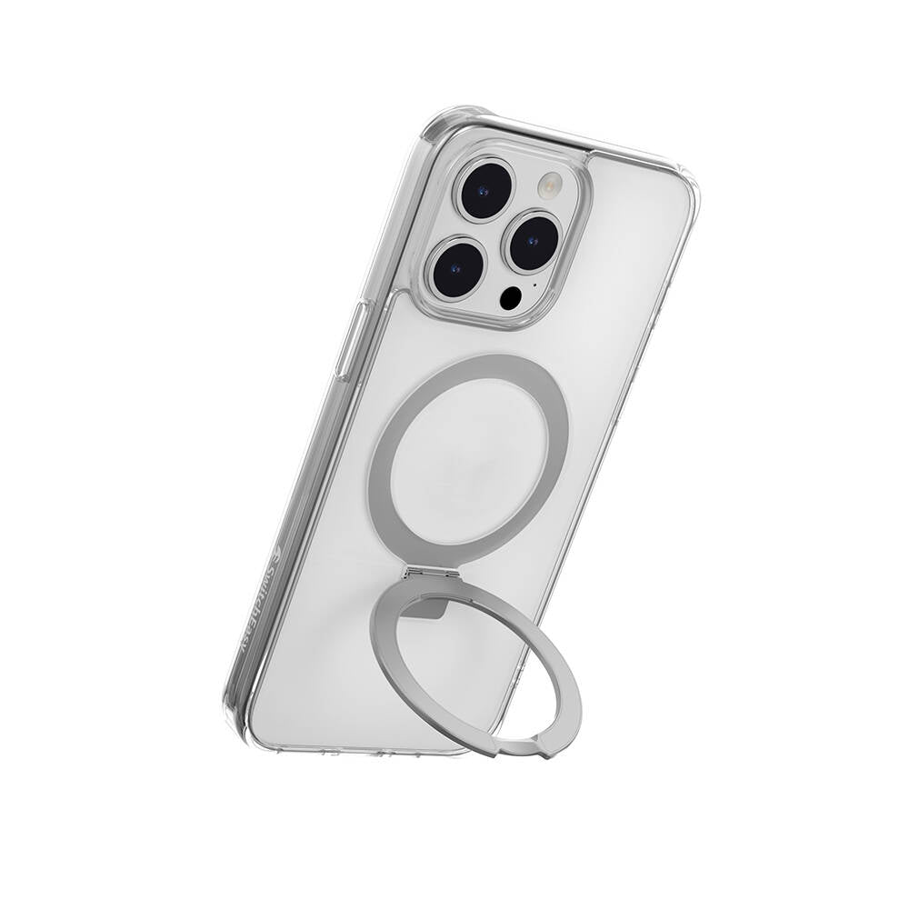 Apple iPhone 15 Pro Max Kılıf M-safe Şarj Özellikli Yüzük Standlı Lisanslı Switcheasy Magstand-M Kapak Renksiz