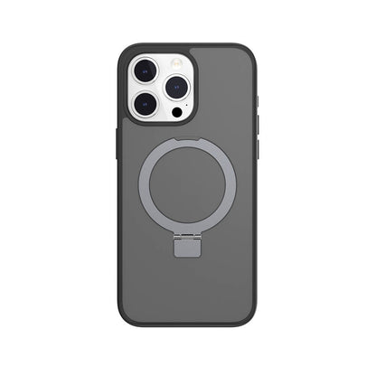 Apple iPhone 15 Pro Max Kılıf M-safe Şarj Özellikli Yüzük Standlı Lisanslı Switcheasy Magstand-M Kapak Siyah