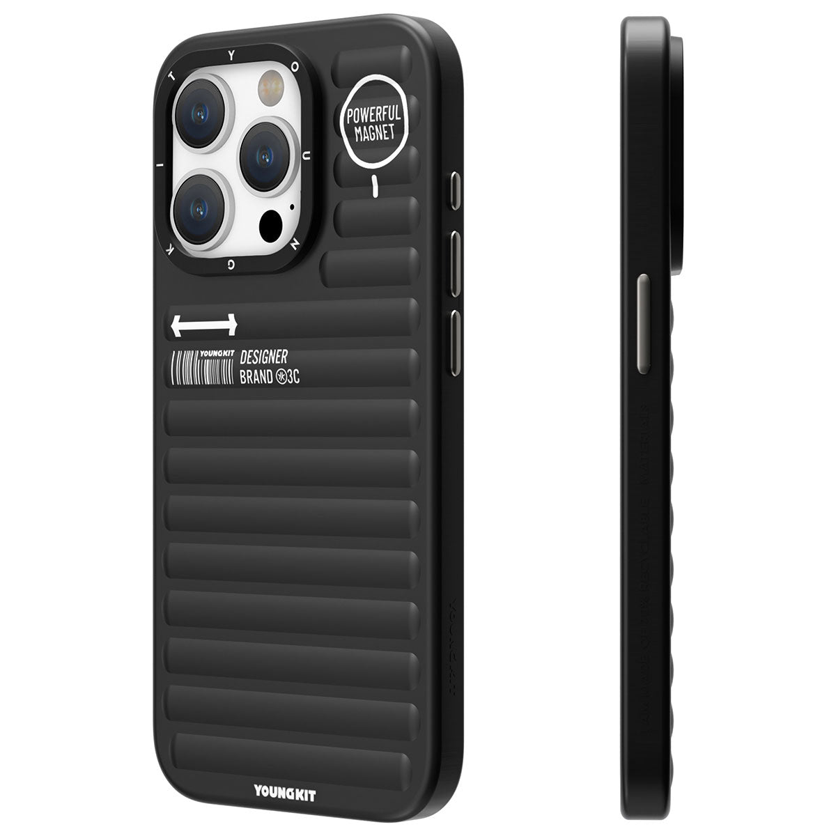 Apple iPhone 15 Pro Max Case Matte Color Design YoungKit Original Series Cover Black 