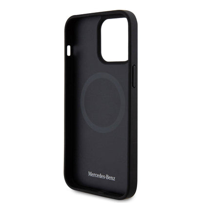 Apple iPhone 15 Pro Max Kılıf Mercedes Benz Orjinal Lisanslı M-safe Şarj Özellikli Alüminyum Arka Yüzey Metal Yıldız Logolu Kapak Gümüş