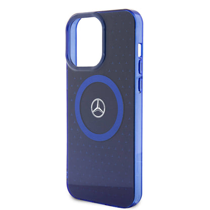 Apple iPhone 15 Pro Max Kılıf Mercedes Benz Orjinal Lisanslı M-safe Şarj Özellikli Çift Katmanlı Mavi Yıldız Desenli Kapak Mavi