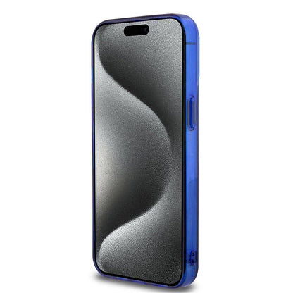 Apple iPhone 15 Pro Max Kılıf Mercedes Benz Orjinal Lisanslı M-safe Şarj Özellikli Çift Katmanlı Mini Yıldız Desenli Kapak Mavi