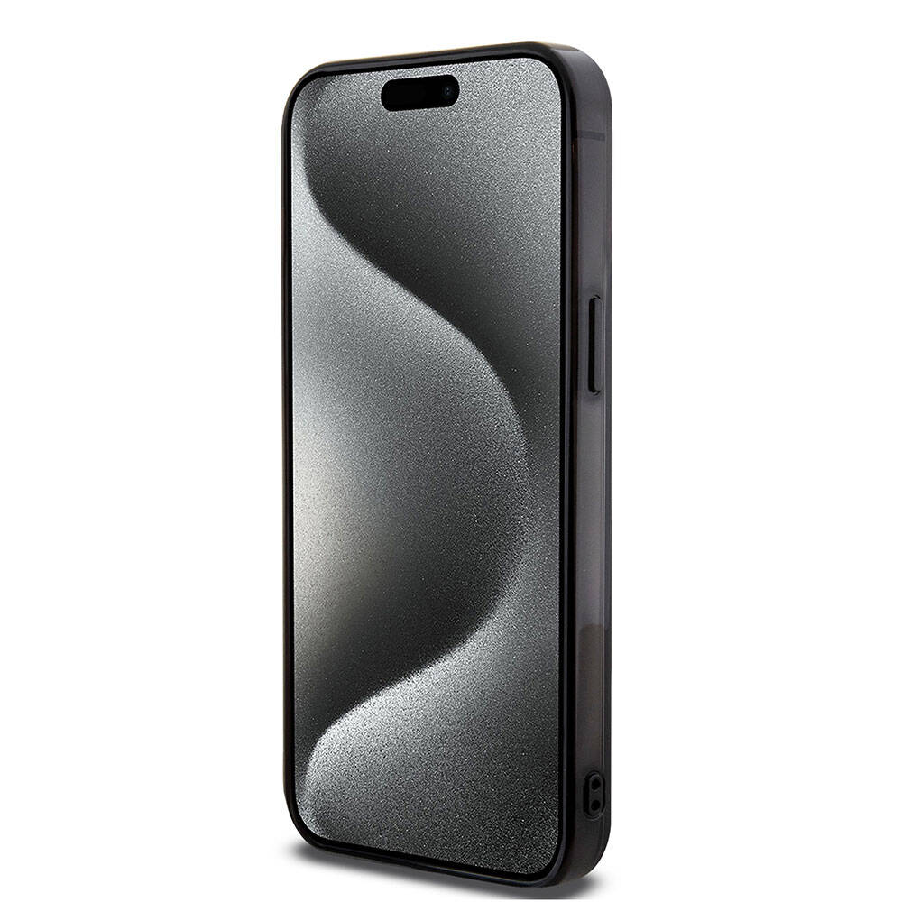 Apple iPhone 15 Pro Max Kılıf Mercedes Benz Orjinal Lisanslı M-safe Şarj Özellikli Çift Katmanlı Paralel Çizgi Desenli Kapak Siyah