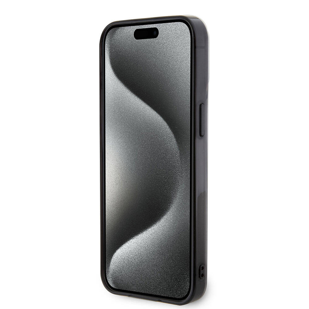Apple iPhone 15 Pro Max Kılıf Mercedes Benz Orjinal Lisanslı M-safe Şarj Özellikli Çift Katmanlı Paralel Çizgi Desenli Kapak Siyah