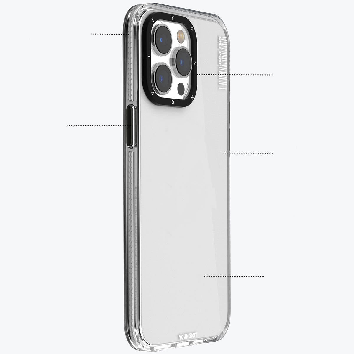 Apple iPhone 15 Pro Max Case Smooth Flat Back Surface YoungKit Crystal Color Series Cover Black 